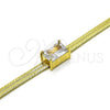 Oro Laminado Fancy Bracelet, Gold Filled Style Rat Tail Design, with White Cubic Zirconia, Polished, Golden Finish, 03.341.0191.07 (05 MM Thickness, 7 Inches Length)