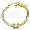 Oro Laminado Fancy Bracelet, Gold Filled Style Rat Tail Design, with White Cubic Zirconia, Polished, Golden Finish, 03.341.0191.07 (05 MM Thickness, 7 Inches Length)
