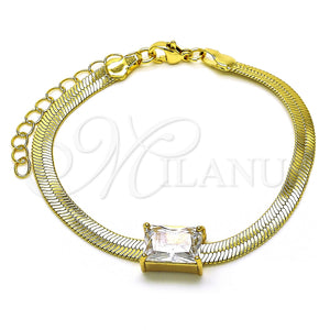 Gold Filled Bracelet — Fancy Bracelet Rat Tail Design with White Cubic — main product view — SKU 150367 | Oro Laminado brazalete — elegante Bracelet Rat Tail diseño with blanco Cubic — SKU 150367