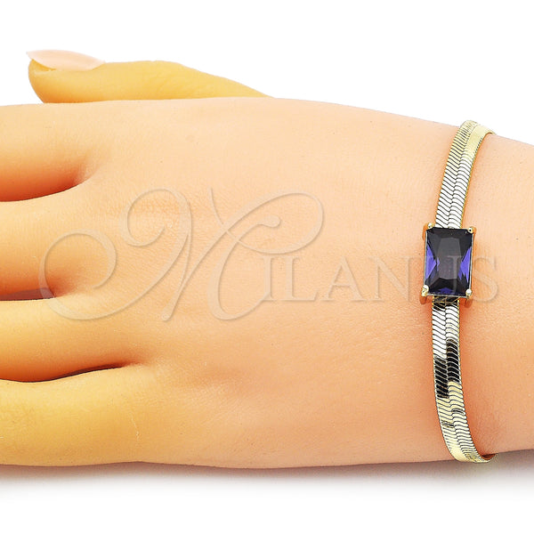 Gold Filled Bracelet — Fancy Bracelet Rat Tail Design with Dark Amethyst — alternate product view — SKU 150369 | Oro Laminado brazalete — elegante Bracelet Rat Tail diseño with Dark Amethyst — SKU 150369