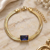 Oro Laminado Fancy Bracelet, Gold Filled Style Rat Tail Design, with Dark Amethyst Cubic Zirconia, Polished, Golden Finish, 03.341.0191.2.07 (05 MM Thickness, 7 Inches Length)