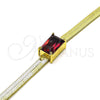 Oro Laminado Fancy Bracelet, Gold Filled Style Rat Tail Design, with Garnet Cubic Zirconia, Polished, Golden Finish, 03.341.0191.3.07 (05 MM Thickness, 7 Inches Length)