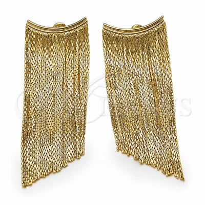 Oro Laminado Long Earring, Gold Filled Style Diamond Cutting Finish, Golden Finish, 02.341.0134