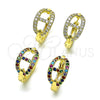 Oro Laminado Huggie Hoop, Gold Filled Style Puff Mariner Design, with Multicolor Micro Pave, Polished, Golden Finish, 02.210.0805.1.20