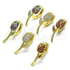 Oro Laminado Huggie Hoop, Gold Filled Style Flower Design, with Garnet Micro Pave, Polished, Golden Finish, 02.210.0806.1.15
