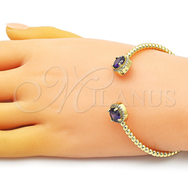 Gold Filled Jewelry — Individual Bangle with Dark Amethyst Cubic Zirconia and — alternate product view — SKU 150383 | Oro Laminado joyería — Individual Bangle with Dark Amethyst Cubic Zirconia and — SKU 150383