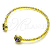 Oro Laminado Individual Bangle, Gold Filled Style with Dark Amethyst Cubic Zirconia and White Micro Pave, Polished, Golden Finish, 07.341.0019.3 (04 MM Thickness, One size fits all)