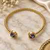 Oro Laminado Individual Bangle, Gold Filled Style with Dark Amethyst Cubic Zirconia and White Micro Pave, Polished, Golden Finish, 07.341.0019.3 (04 MM Thickness, One size fits all)