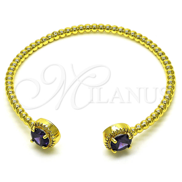 Gold Filled Jewelry — Individual Bangle with Dark Amethyst Cubic Zirconia and — main product view — SKU 150383 | Oro Laminado joyería — Individual Bangle with Dark Amethyst Cubic Zirconia and — SKU 150383