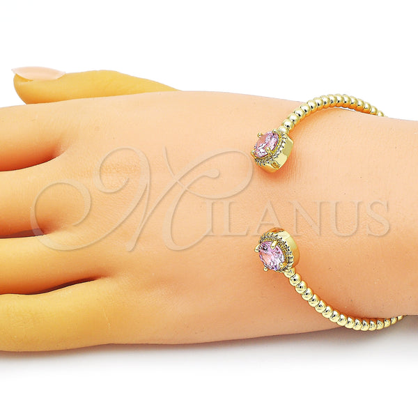 Gold Filled Jewelry — Individual Bangle with Pink Cubic Zirconia and White — alternate product view — SKU 150384 | Oro Laminado joyería — Individual Bangle with Pink Cubic Zirconia and blanco — SKU 150384