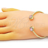 Oro Laminado Individual Bangle, Gold Filled Style with Pink Cubic Zirconia and White Micro Pave, Polished, Golden Finish, 07.341.0019.4 (04 MM Thickness, One size fits all)