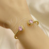 Oro Laminado Individual Bangle, Gold Filled Style with Pink Cubic Zirconia and White Micro Pave, Polished, Golden Finish, 07.341.0019.4 (04 MM Thickness, One size fits all)
