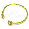 Oro Laminado Individual Bangle, Gold Filled Style with Pink Cubic Zirconia and White Micro Pave, Polished, Golden Finish, 07.341.0019.4 (04 MM Thickness, One size fits all)