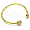 Oro Laminado Individual Bangle, Gold Filled Style with Pink Cubic Zirconia and White Micro Pave, Polished, Golden Finish, 07.341.0019.4 (04 MM Thickness, One size fits all)