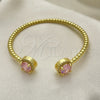 Oro Laminado Individual Bangle, Gold Filled Style with Pink Cubic Zirconia and White Micro Pave, Polished, Golden Finish, 07.341.0019.4 (04 MM Thickness, One size fits all)