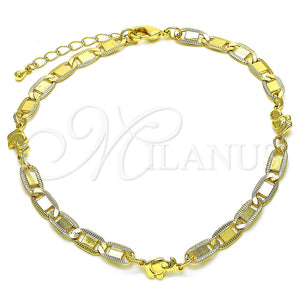 Gold Filled Anklet — Fancy Anklet Elephant and Mariner Design Polished 03.63. — main product view — SKU 150387 | Oro Laminado tobillera — elegante Anklet Elephant and Mariner diseño pulido 03.63. — SKU 150387