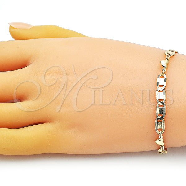 Gold Filled Bracelet — Fancy Bracelet Heart and Mariner Design Polished 03.63. — alternate product view — SKU 150388 | Oro Laminado brazalete — elegante Bracelet corazón and Mariner diseño pulido 03.63. — SKU 150388