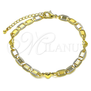 Gold Filled Bracelet — Fancy Bracelet Heart and Mariner Design Polished 03.63. — main product view — SKU 150388 | Oro Laminado brazalete — elegante Bracelet corazón and Mariner diseño pulido 03.63. — SKU 150388