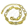 Oro Laminado Fancy Bracelet, Gold Filled Style Hand of God and Mariner Design, Polished, Golden Finish, 03.63.2274.07 (06 MM Thickness, 7 Inches Length)