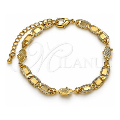 Oro Laminado Fancy Bracelet, Gold Filled Style Judaica and Mariner Design, Polished, Golden Finish, 03.63.2274.07 (06 MM Thickness, 7 Inches Length)