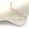 Oro Laminado Fancy Anklet, Gold Filled Style Mariner and Hand of God Design, Polished, Golden Finish, 03.63.2274.10 (06 MM Thickness, 10 Inches Length)