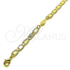 Oro Laminado Fancy Anklet, Gold Filled Style Mariner and Hand of God Design, Polished, Golden Finish, 03.63.2274.10 (06 MM Thickness, 10 Inches Length)