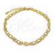 Oro Laminado Fancy Anklet, Gold Filled Style Mariner and Hand of God Design, Polished, Golden Finish, 03.63.2274.10 (06 MM Thickness, 10 Inches Length)