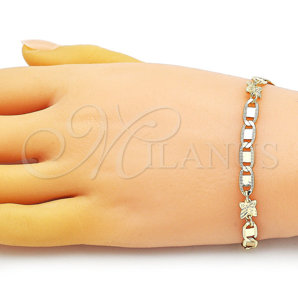 Gold Filled Bracelet — Fancy Bracelet Butterfly and Mariner Design Polished 03.63. — alternate product view — SKU 150392 | Oro Laminado brazalete — elegante Bracelet Butterfly and Mariner diseño pulido 03.63. — SKU 150392
