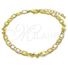 Oro Laminado Fancy Anklet, Gold Filled Style Dolphin and Mariner Design, Polished, Golden Finish, 03.63.2276.10 (06 MM Thickness, 10 Inches Length)