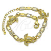 Oro Laminado Fancy Bracelet, Gold Filled Style Turtle and Mariner Design, Polished, Golden Finish, 03.63.2277.08 (06 MM Thickness, 8 Inches Length)