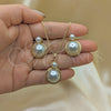 Oro Laminado Earring and Pendant Adult Set, Gold Filled Style with Ivory Pearl, Polished, Golden Finish, 10.379.0041