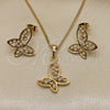 Oro Laminado Earring and Pendant Adult Set, Gold Filled Style Butterfly Design, with Ivory Pearl, Polished, Golden Finish, 10.379.0042