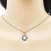 Oro Laminado Earring and Pendant Adult Set, Gold Filled Style with Ivory Pearl, Blue Enamel Finish, Golden Finish, 10.379.0044.2