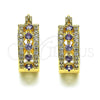 Oro Laminado Small Hoop, Gold Filled Style with Amethyst and White Cubic Zirconia, Polished, Golden Finish, 02.210.0269.11.15