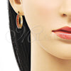 Oro Laminado Small Hoop, Gold Filled Style with Garnet Cubic Zirconia, Polished, Golden Finish, 02.210.0281.10.20