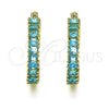 Oro Laminado Small Hoop, Gold Filled Style with Aqua Blue Cubic Zirconia, Polished, Golden Finish, 02.210.0281.12.20