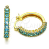 Oro Laminado Small Hoop, Gold Filled Style with Aqua Blue Cubic Zirconia, Polished, Golden Finish, 02.210.0281.12.20