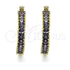 Oro Laminado Small Hoop, Gold Filled Style with Amethyst Cubic Zirconia, Polished, Golden Finish, 02.210.0281.14.20