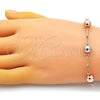 Oro Laminado Fancy Bracelet, Gold Filled Style Paperclip Design, Polished, Tricolor, 03.213.0176.07 (04 MM Thickness, 7 Inches Length)