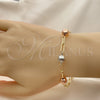 Oro Laminado Fancy Bracelet, Gold Filled Style Paperclip Design, Polished, Tricolor, 03.213.0176.07 (04 MM Thickness, 7 Inches Length)