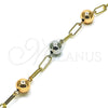 Oro Laminado Fancy Bracelet, Gold Filled Style Paperclip Design, Polished, Tricolor, 03.213.0176.07 (04 MM Thickness, 7 Inches Length)