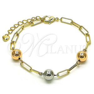 Gold Filled Bracelet — Fancy Bracelet Paperclip Design Polished Tricolor 03. 04 — main product view — SKU 150462 | Oro Laminado brazalete — elegante Bracelet Paperclip diseño pulido Tricolor 03. 04 — SKU 150462