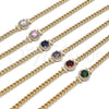 Oro Laminado Fancy Bracelet, Gold Filled Style with Garnet Cubic Zirconia and White Micro Pave, Polished, Golden Finish, 03.213.0177.5.07 (04 MM Thickness, 7 Inches Length)