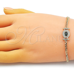 Gold Filled Bracelet — Fancy Bracelet Miami Cuban Design with Green Cubic — main product view — SKU 150474 | Oro Laminado brazalete — elegante Bracelet Miami Cuban diseño with Green Cubic — SKU 150474
