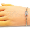 Oro Laminado Fancy Bracelet, Gold Filled Style Miami Cuban Design, with Garnet Cubic Zirconia and White Micro Pave, Polished, Golden Finish, 03.213.0178.2.07 (03 MM Thickness, 7 Inches Length)