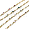 Oro Laminado Fancy Bracelet, Gold Filled Style Miami Cuban Design, with Pink Cubic Zirconia, Polished, Golden Finish, 03.213.0167.3.07 (04 MM Thickness, 7 Inches Length)