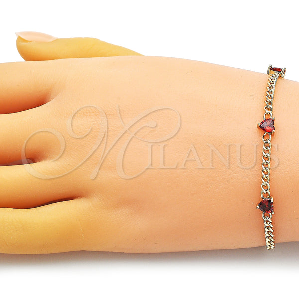 Gold Filled Bracelet — Fancy Bracelet Heart and Miami Cuban Design with — alternate product view — SKU 150498 | Oro Laminado brazalete — elegante Bracelet corazón and Miami Cuban diseño with — SKU 150498