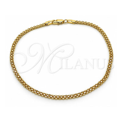 Oro Laminado Basic Anklet, Gold Filled Style Bismark Design, Polished, Golden Finish, 04.213.0262.10 (Thickness, 10 Inches Length)