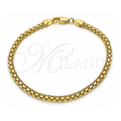 Oro Laminado Basic Bracelet, Gold Filled Style Bismark Design, Polished, Golden Finish, 04.213.0263.07 (04 MM Thickness, 8 Inches Length)