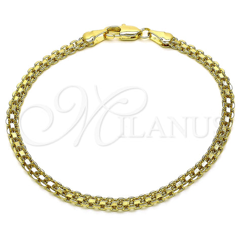 Oro Laminado Basic Bracelet, Gold Filled Style Bismark Design, Polished, Golden Finish, 04.213.0263.07 (04 MM Thickness, 8 Inches Length)